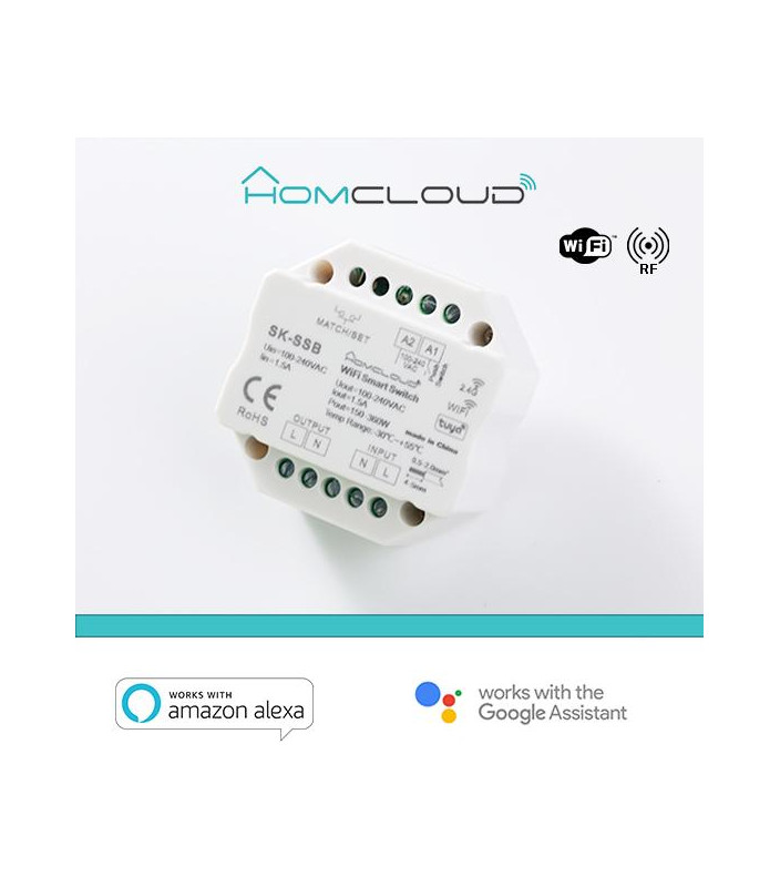 Modulo Smart Pulsante 220V AC 1CHx1.5A Wi-Fi+RF 2.4G