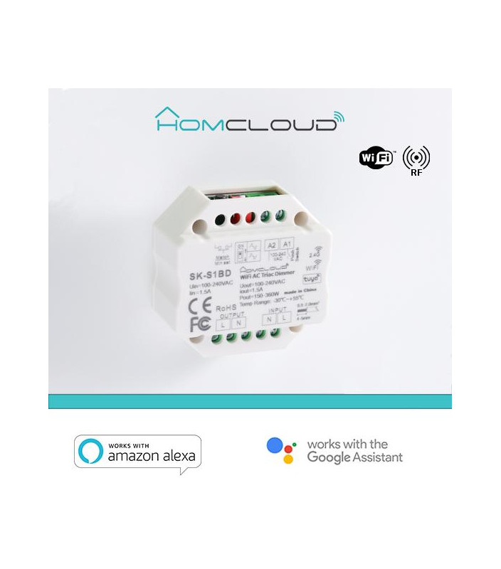 Modulo Smart Dimmer 220V AC Triac 1CHx1.5A Wi-Fi+RF 2.4G