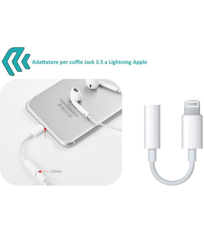 Adattatore per Audio Jack 3,5 a Apple Lightning iPhone