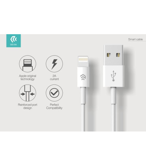 Cavo Dati Carica Lightning iPhone e iPad IOS 1 metro Bianco