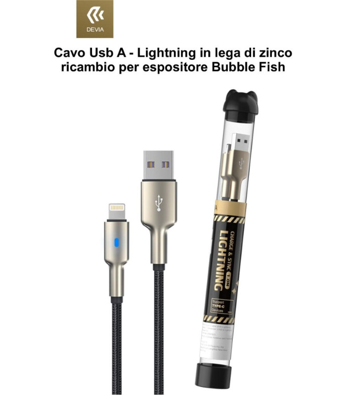 Cavo Bubble Usb A - Lightning lega zinco ricambio Espositore