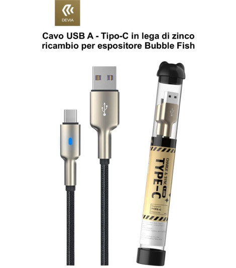 Cavo Usb A - Tipo-C in lega di zinco ricambio per espositore