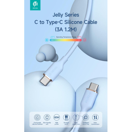 Cavo silicone Jelly da Tipo-C a Tipo-C 3A 60W 1.2M Blu