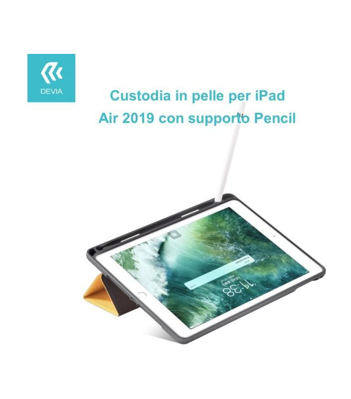 Custodia in pelle per iPad Air 2019 con supporto Pencil Blu