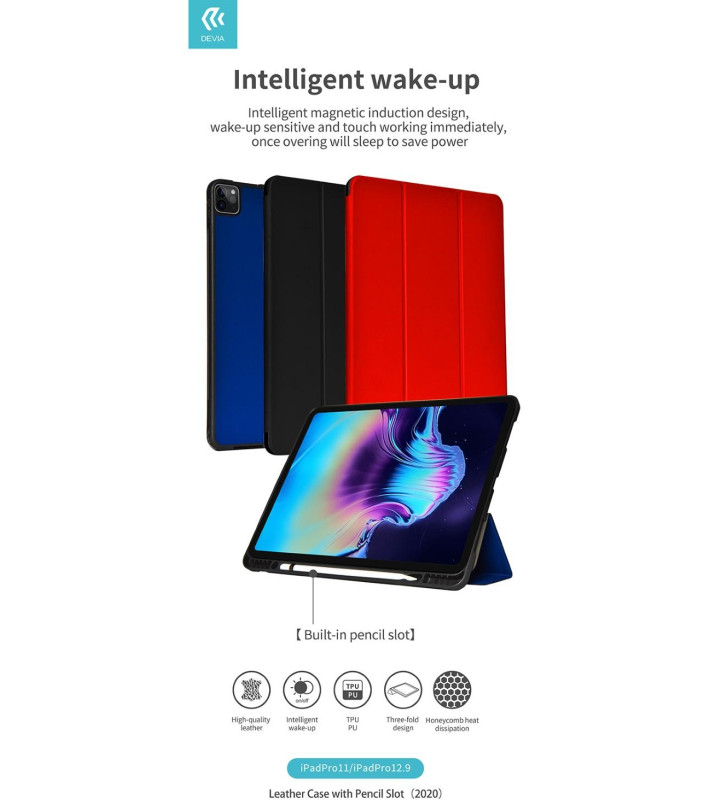 Cover in pelle con supporto pencil iPad 12.9 Pro 2020 Nera