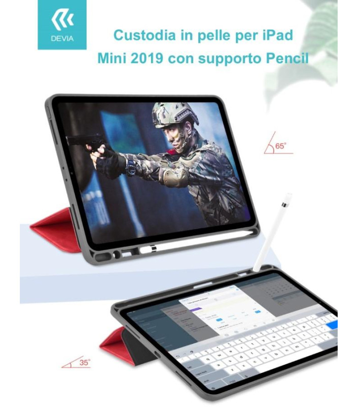 Custodia pelle per iPad Mini 2019 con supporto Pencil Nera