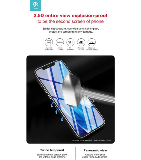Pellicola Full in vetro temperato per iPhone 12 Mini
