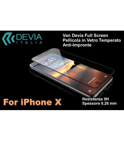Pellicola vetro temperato Anti Imp Full Screen iPhone X Nera